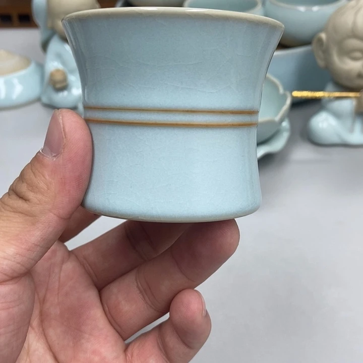 瓷沐*函天青色张君老师束腰杯