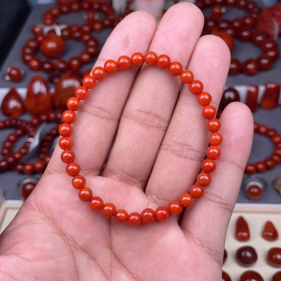 南红玛瑙未镶嵌瓦西南红圆珠手串5mm