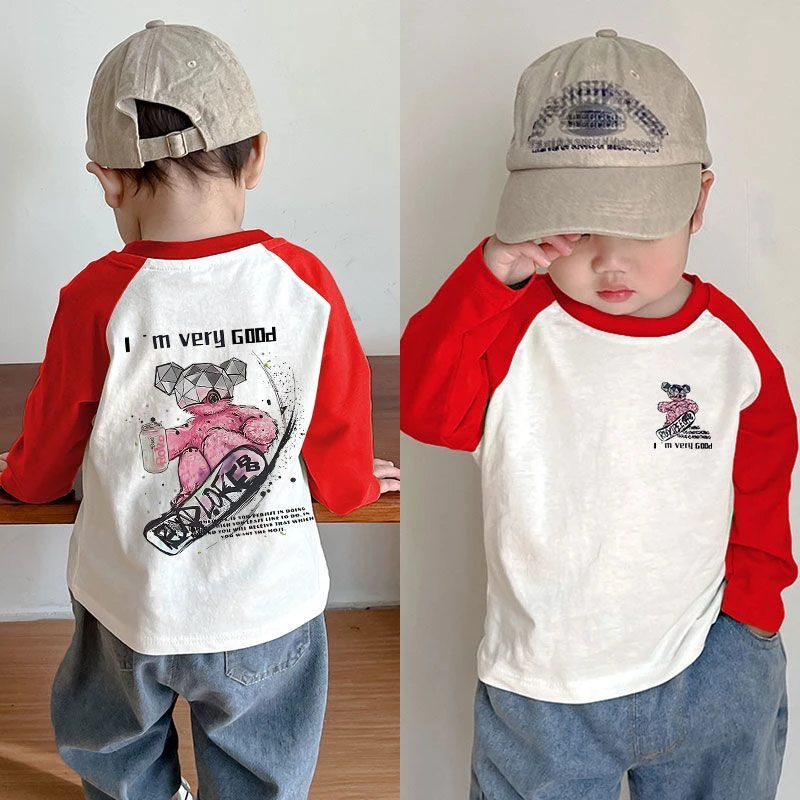 儿童春秋新款女童纯棉T恤长袖宝宝中小童百搭洋气男童打底衫上衣t