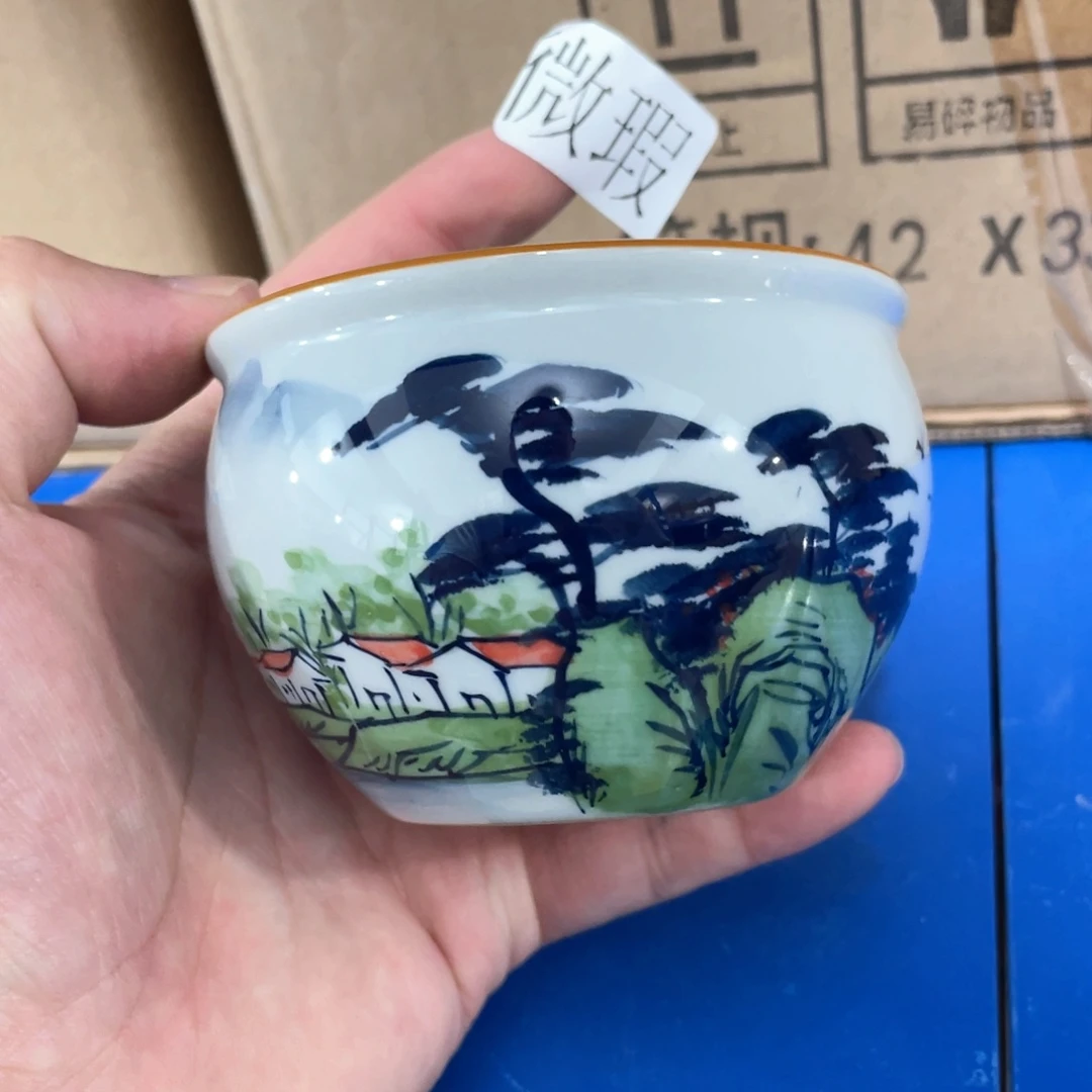 釉下手绘茶具微瑕