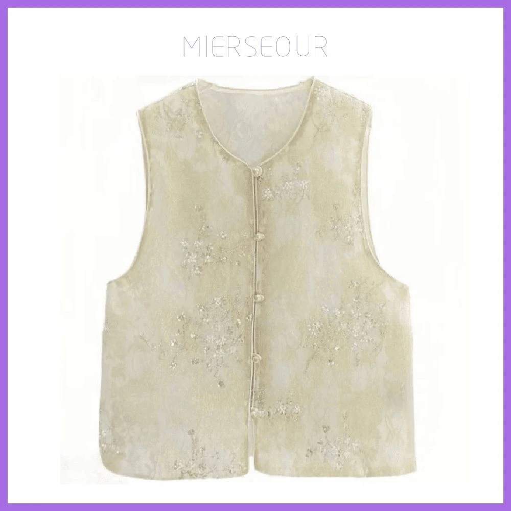 【金缕】2025夏季亮片刺绣新中式马甲女时尚显瘦薄款百搭马甲X030