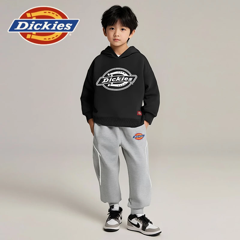 Dickies童装女童卫衣套装春秋彩标运动舒适男童户外休闲套装连帽