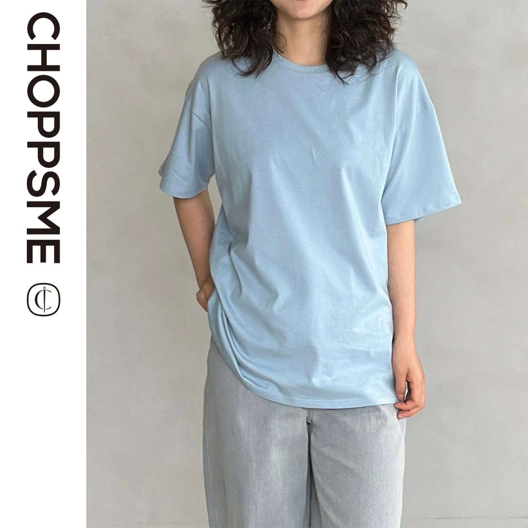 巧珀思｜夏季柔软舒适高支纯棉时尚减龄百搭落肩宽松圆领短袖T恤