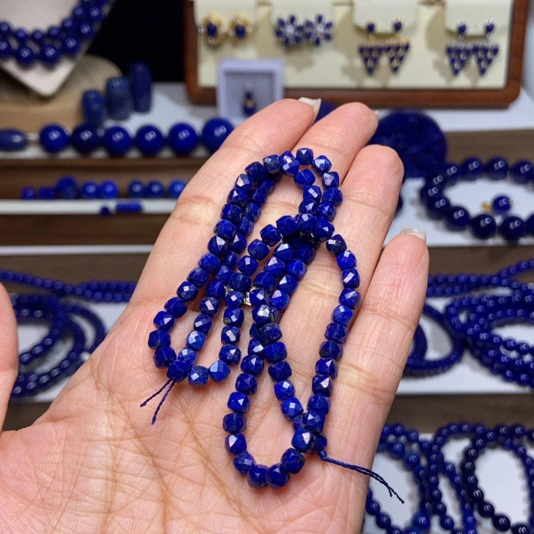 青金石未镶嵌4mm长串 切面