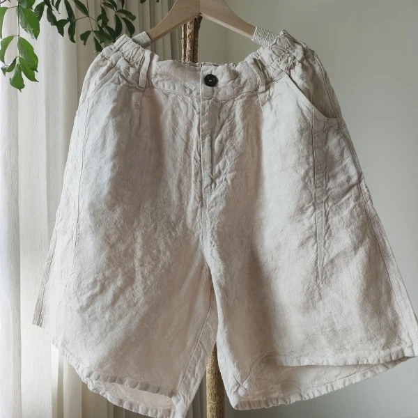 唐不染62484 亚麻夏季休闲短裤五分裤七分裤复古文艺松弛感慵懒风