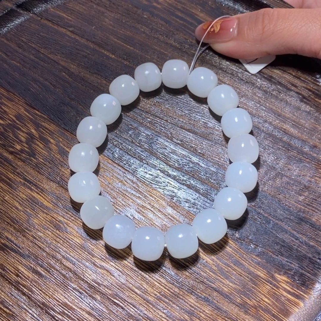 和田玉手串未镶嵌卡12老型微瑕