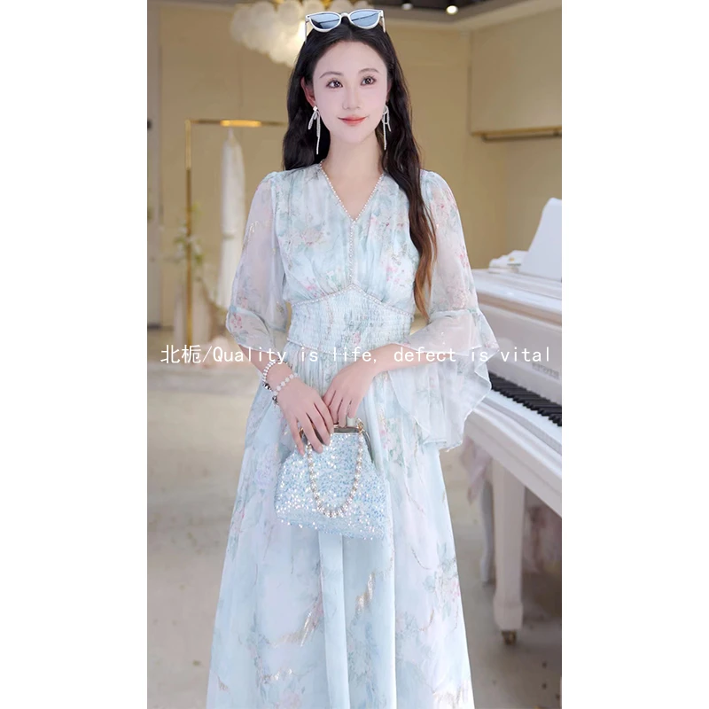 【鎏金夏日】中国风绣花木耳边连衣裙812705