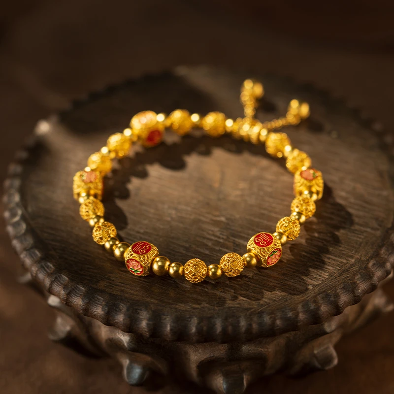 ALLOVE欧奈芙 足金珐琅镂空绣球手链 A42GSBE2