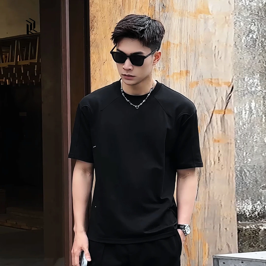 RHETT KELLEY 25ss『冰氨纤维』冰感棉手工烫钻拼接休闲短袖圆领T恤