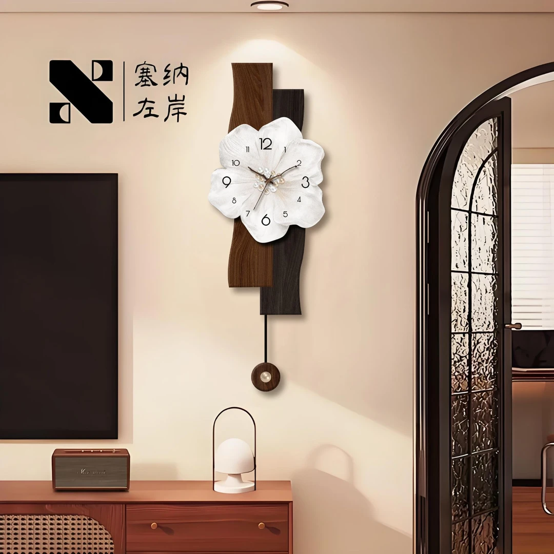 塞纳左岸钟表客厅家用挂钟中古风客厅轻奢高级感餐厅挂表钟表挂墙