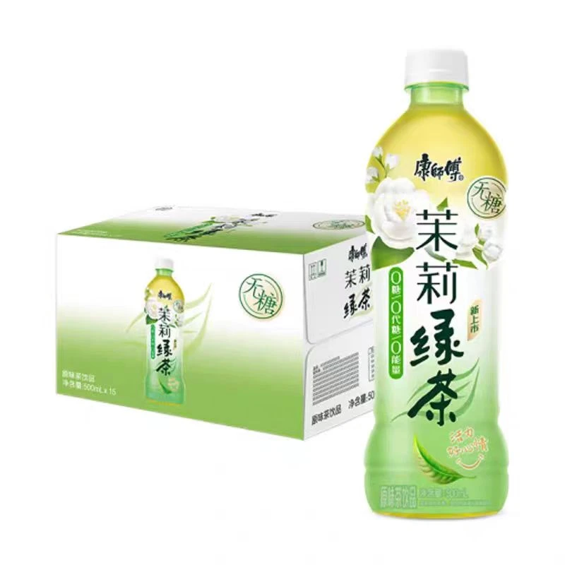 康师傅无糖茉莉绿茶500ml*4瓶装0糖0脂0卡解渴解腻补水茶饮料
