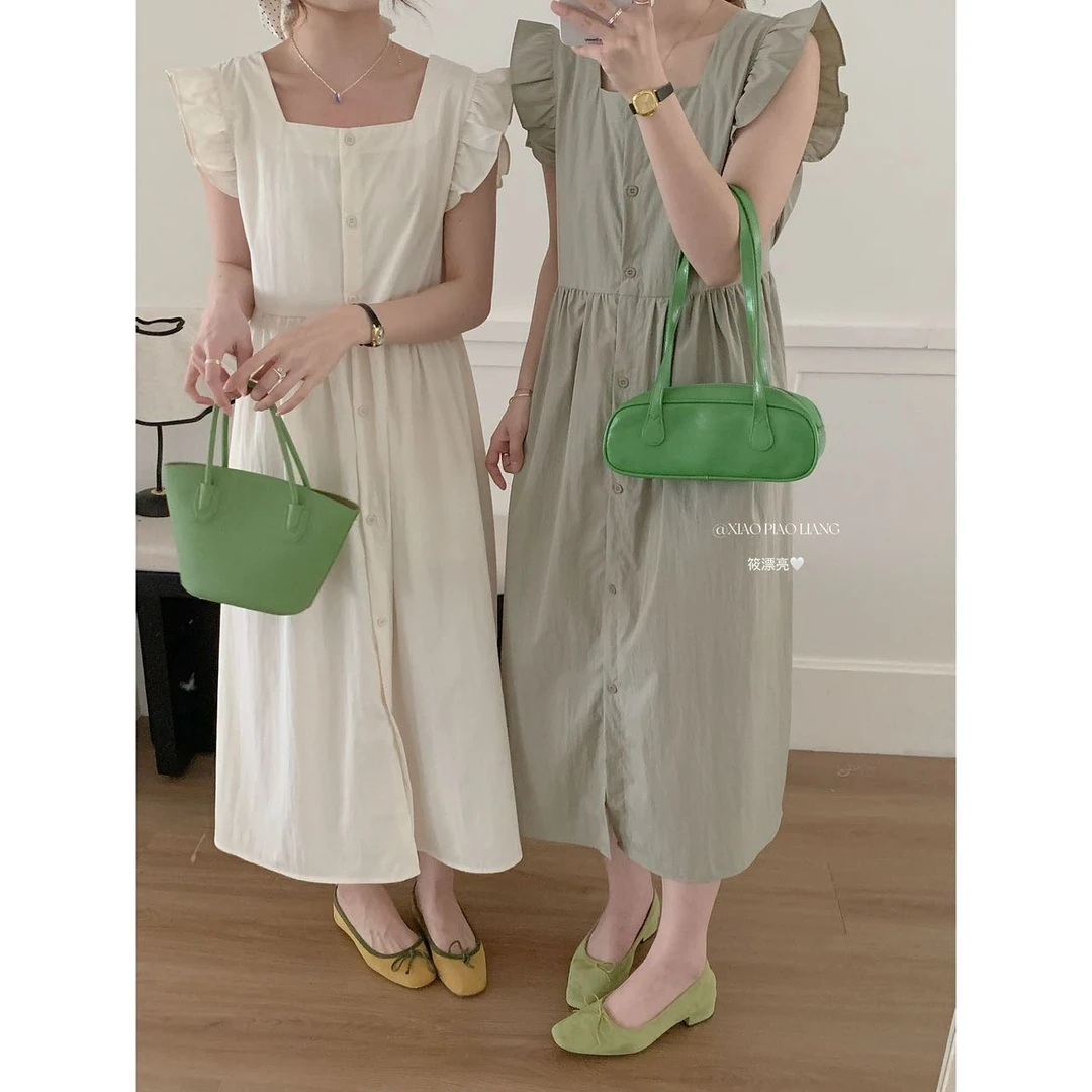 2025新款简约绑带长款显瘦气质清凉垂感小众时尚连衣裙女8760#0.1