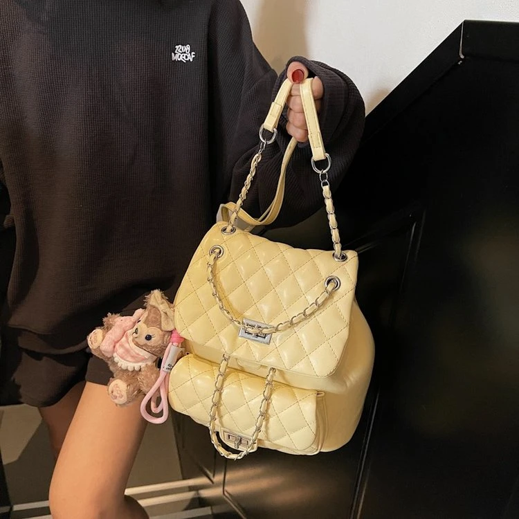 轻奢小香风菱格链条双肩包女2025新款高级感时尚背包百搭网红学生