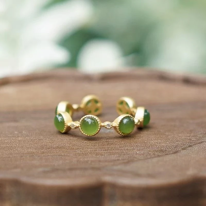 铜合金琉璃戒指 树脂新中式绿戒指A09