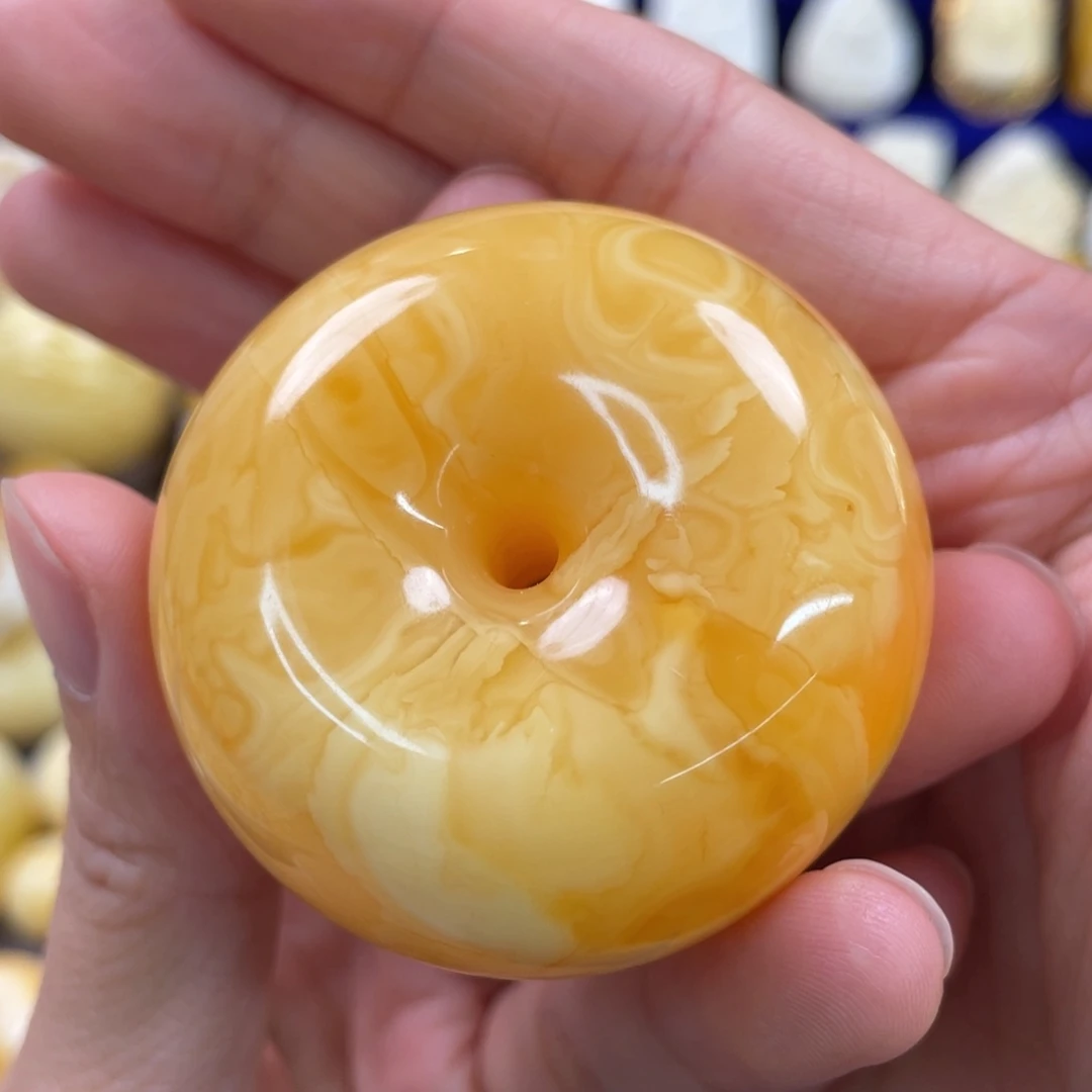 蜜蜡裸石未镶嵌琥珀蜜蜡平安扣