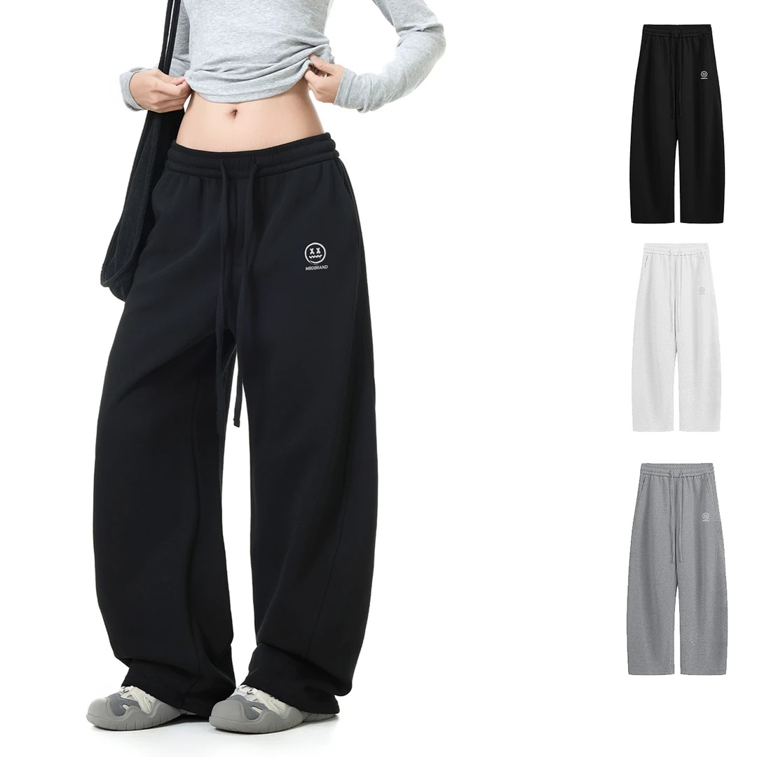 MBD小恶魔宽松慵懒风卫裤男女秋冬季直筒阔腿情侣弯刀裤长裤