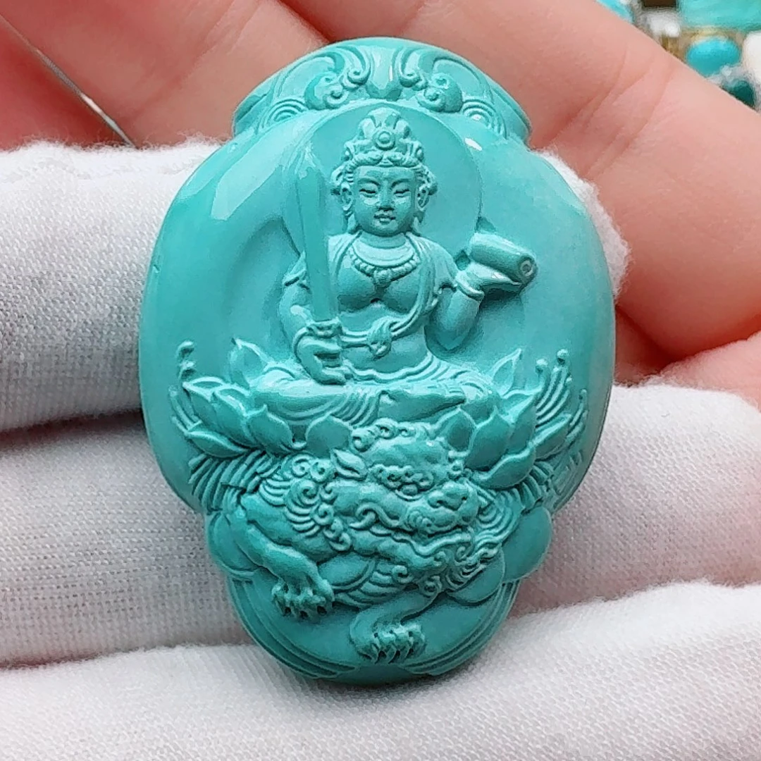 未镶嵌绿松石珠宝奇石满工文殊菩萨