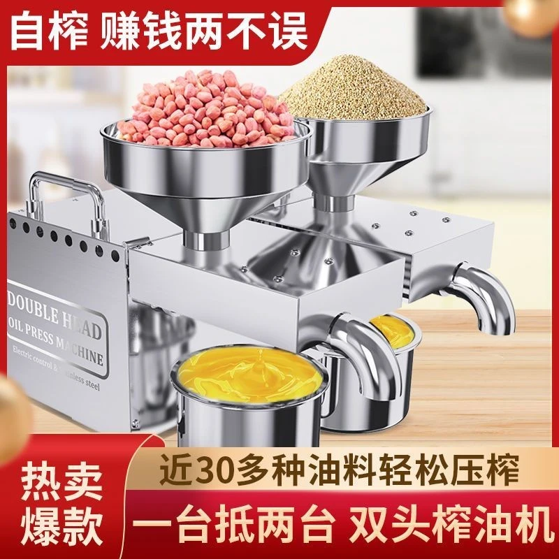 全自动不锈钢家用榨油机商用中小型双头高效率炸油机移多功能商用