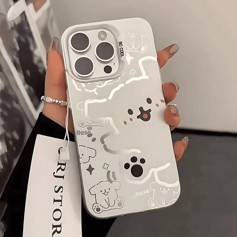 线条小狗适用苹果16promax壳iPhone14/13彩银iQOO1211华为pura70m