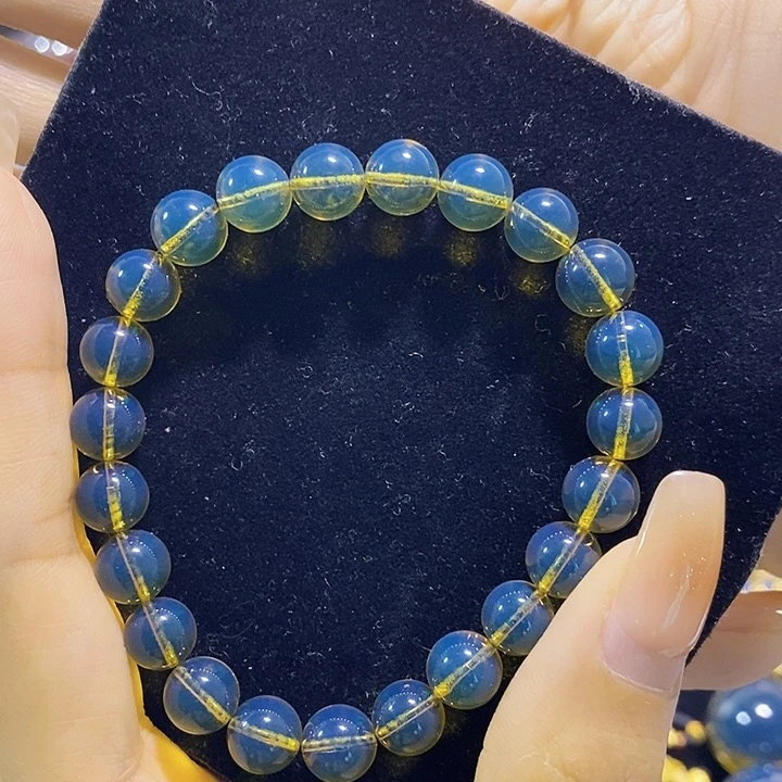 蓝珀未镶嵌珠宝奇石墨西哥蓝珀手串8