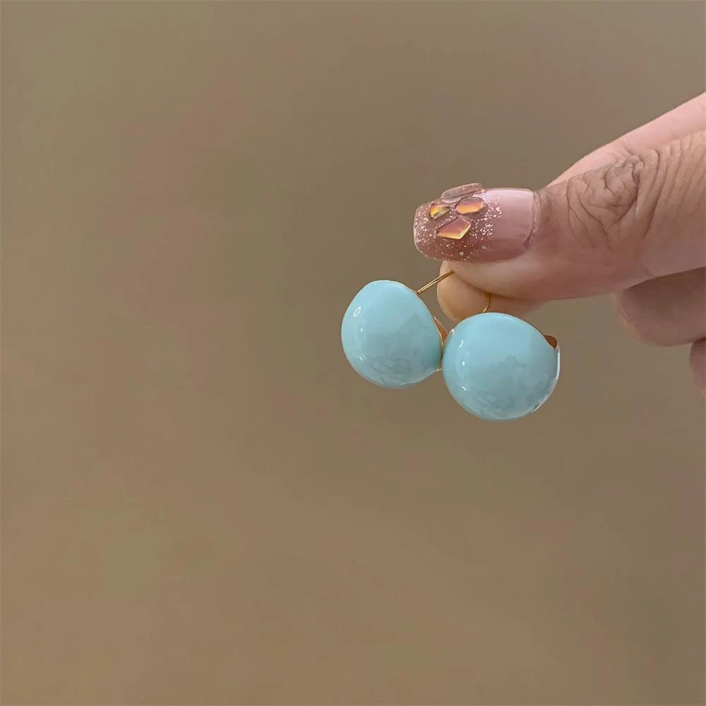 铜合金锆石耳饰 很特别的蓝 温柔小众简约法式蓝色圆形耳钉925银