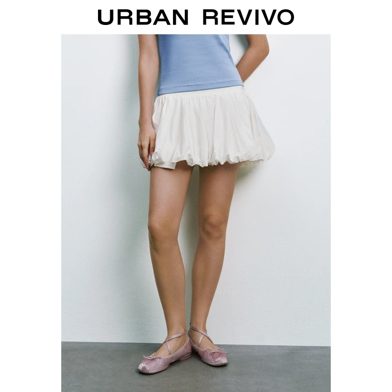 UR2025夏季新款女装CleanFit休闲简约打揽短款宽松半裙UYY550027