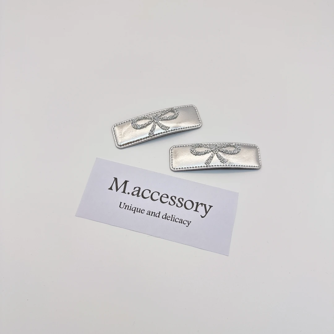 Mi33 韩版饰品 银色蝴蝶结BB夹边夹 51