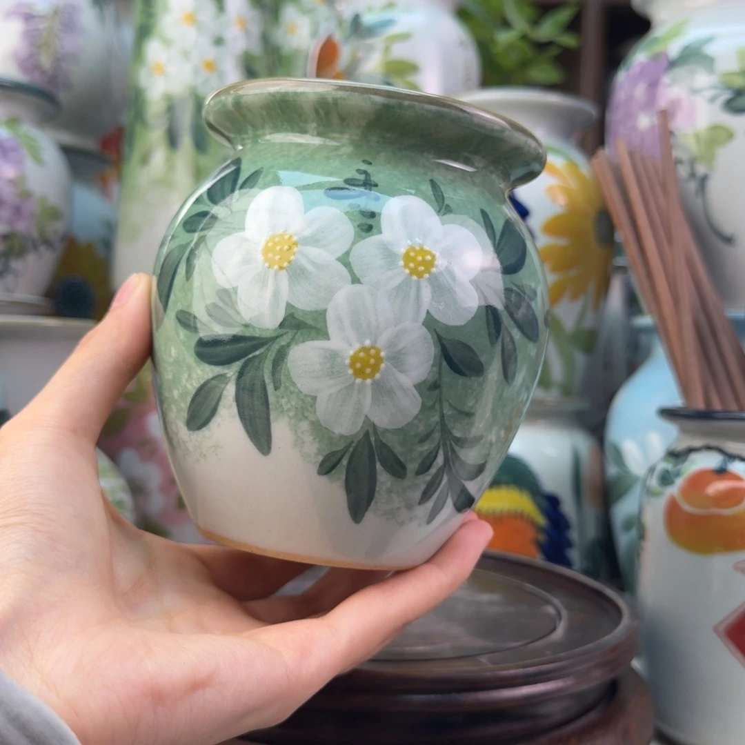 景德镇陶瓷手绘花瓶无孔