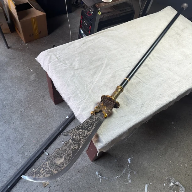 3136 龙泉昊天宝剑青龙偃月刀高锰钢手柄加厚不锈钢未开刃