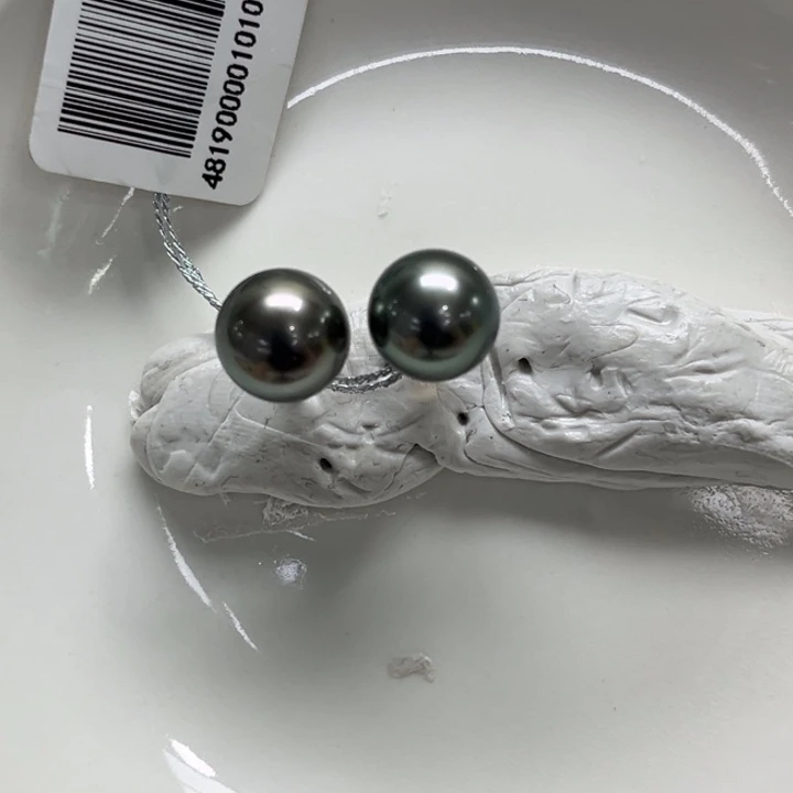 银S925镶嵌耳饰海水珍珠9-10mm51号