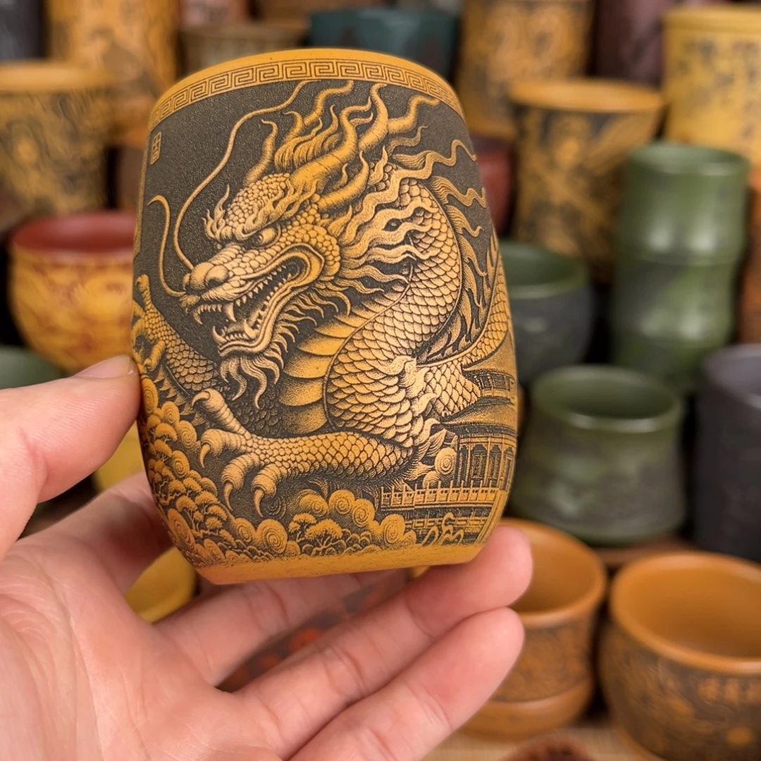 紫砂茶杯宜兴原矿紫砂杯