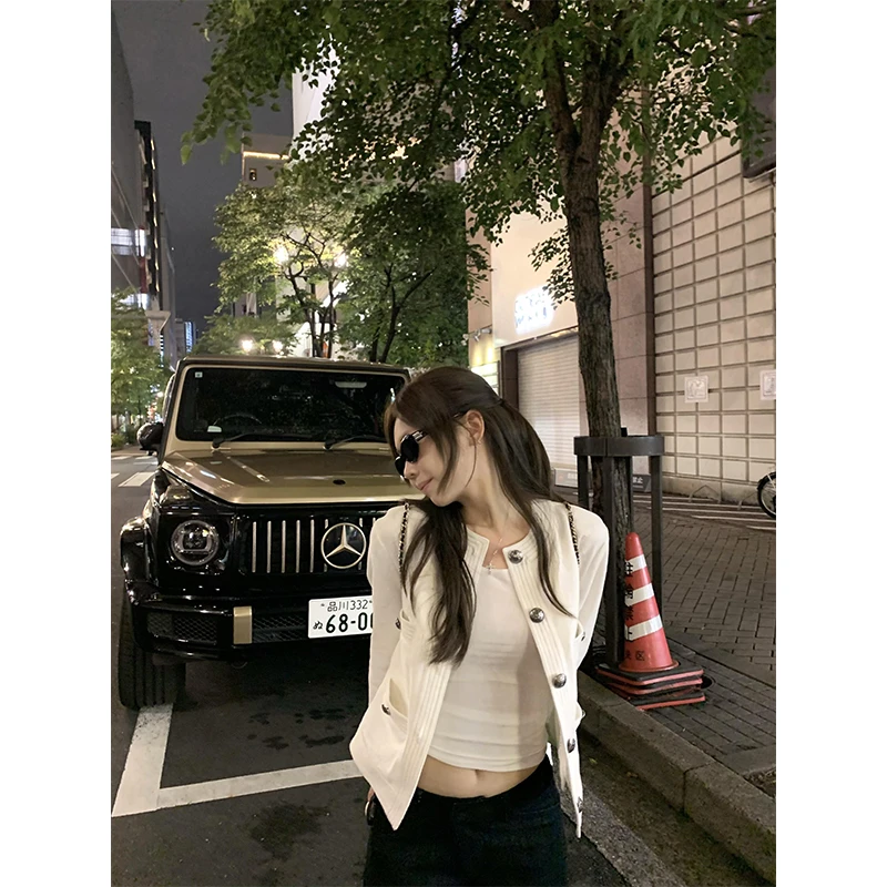 外套女痞帅炸街风白色夹克衫2025秋季时尚气质百搭宽松短款上衣