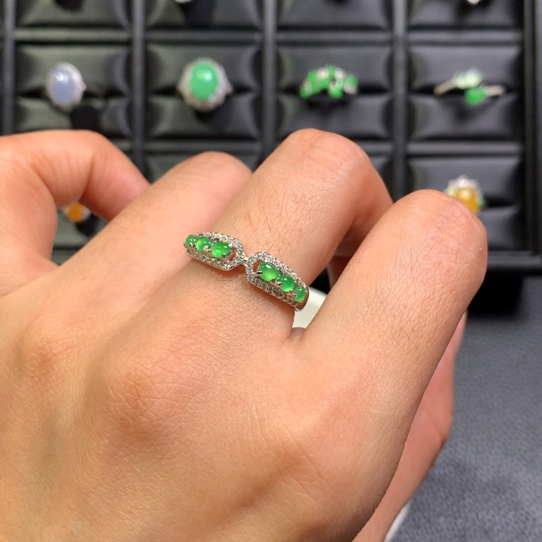 翡翠银S925镶嵌戒指