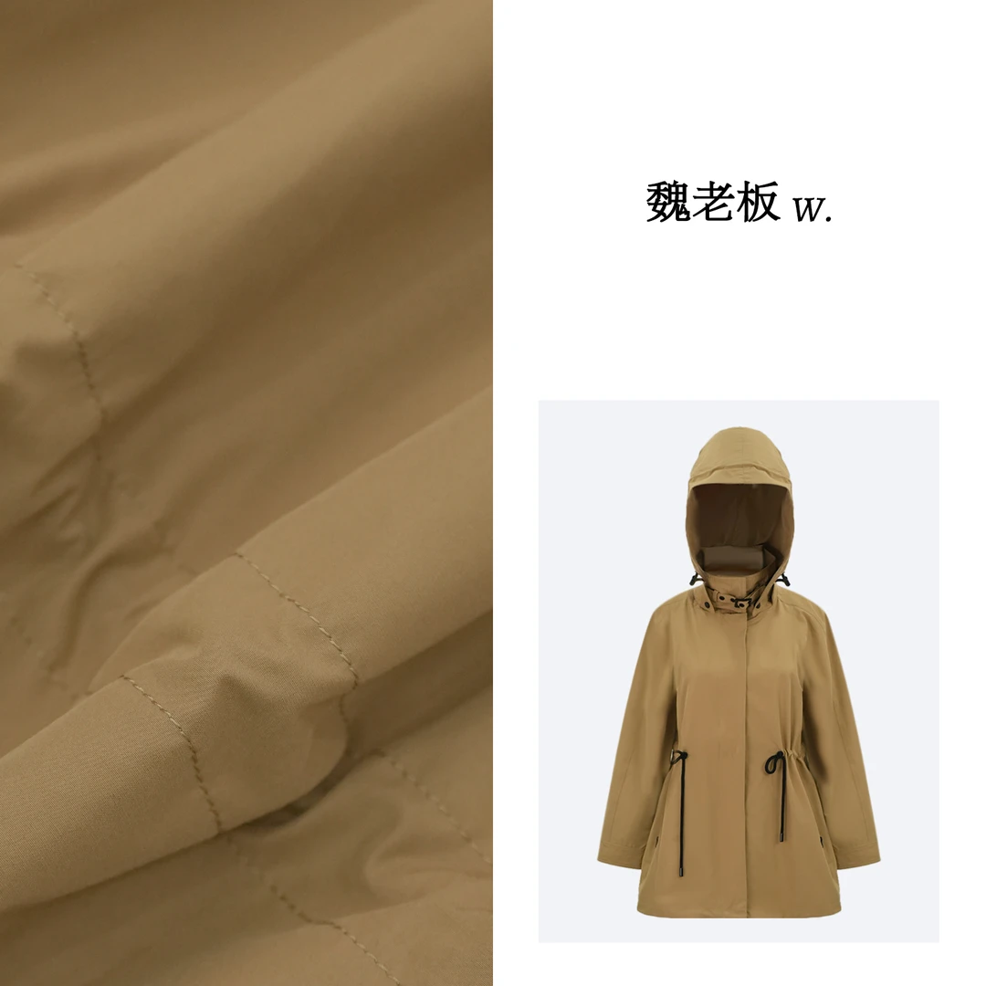 W.Diva【毕加索】杜邦科技面料百搭连帽风衣外套老风女1CDM33190