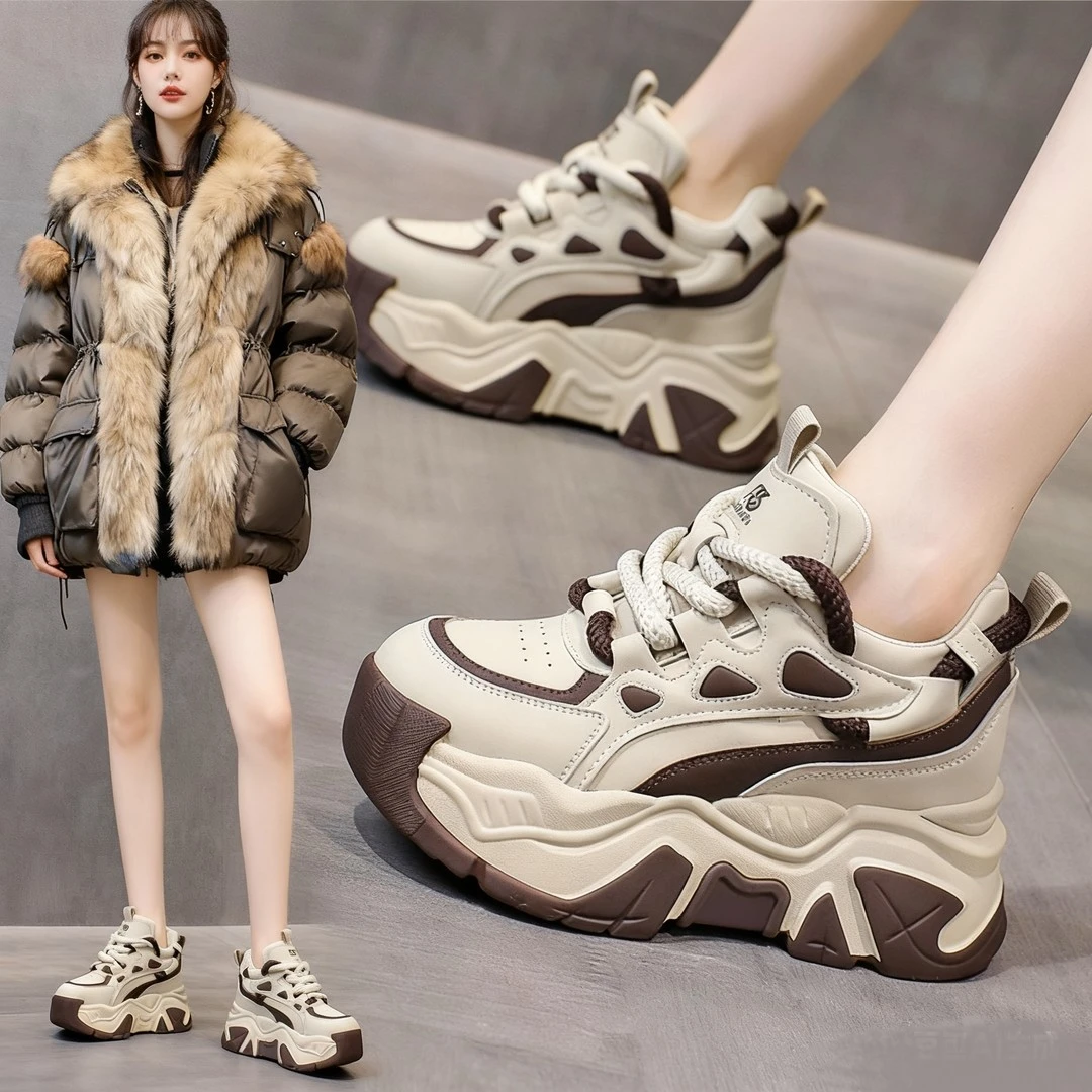 老爹鞋女2025秋季新款超火欧洲站小个子女鞋松糕厚底内增高小白鞋