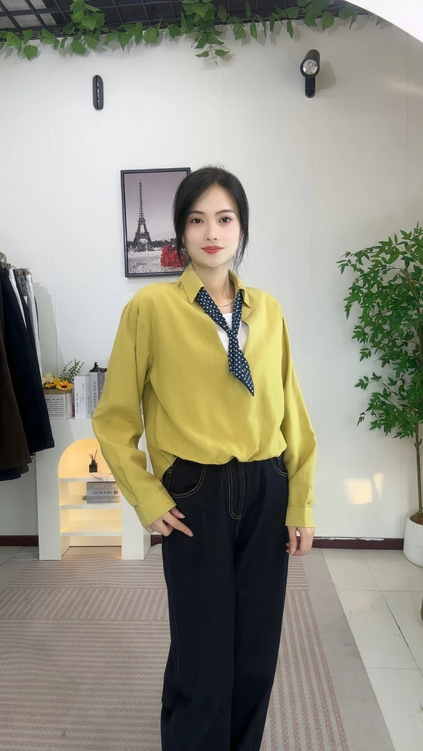 <AYT>风修身型宽松型轻职风衬衫加绒秋季长袖