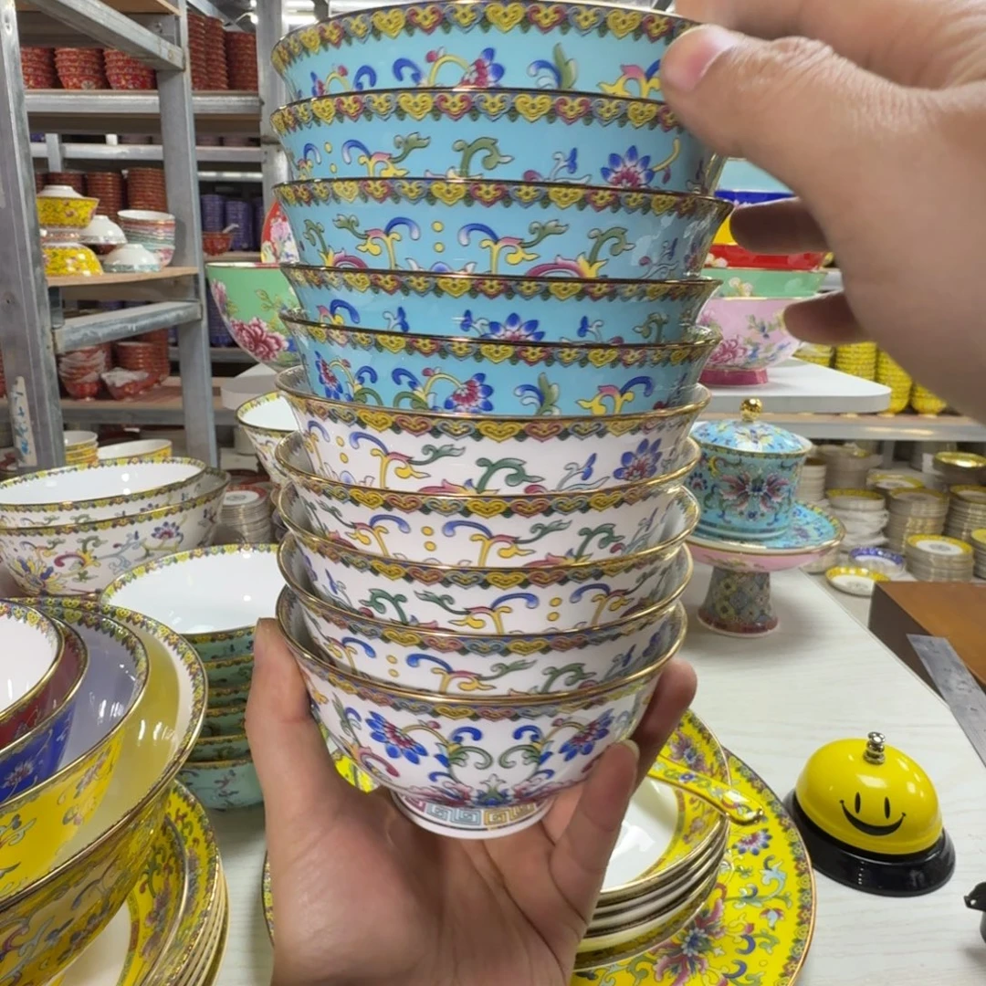 景德镇珐琅彩餐具10个5