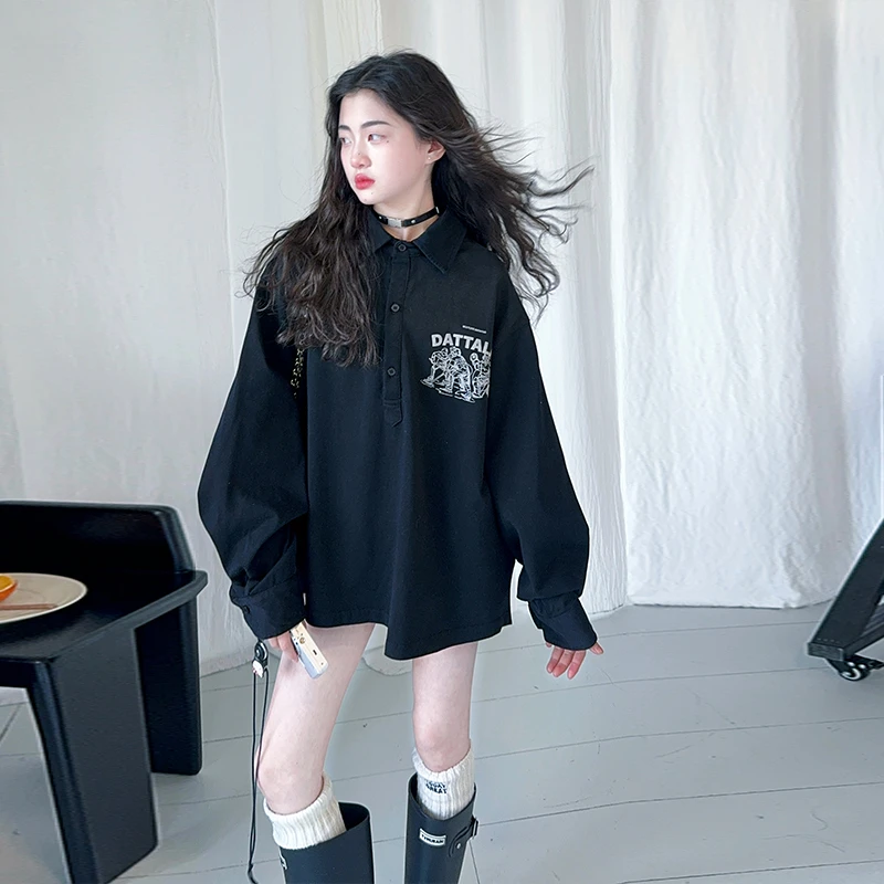 女童卫衣春秋款2025新款儿童秋装上衣中大童装女孩秋季POLO领衣服