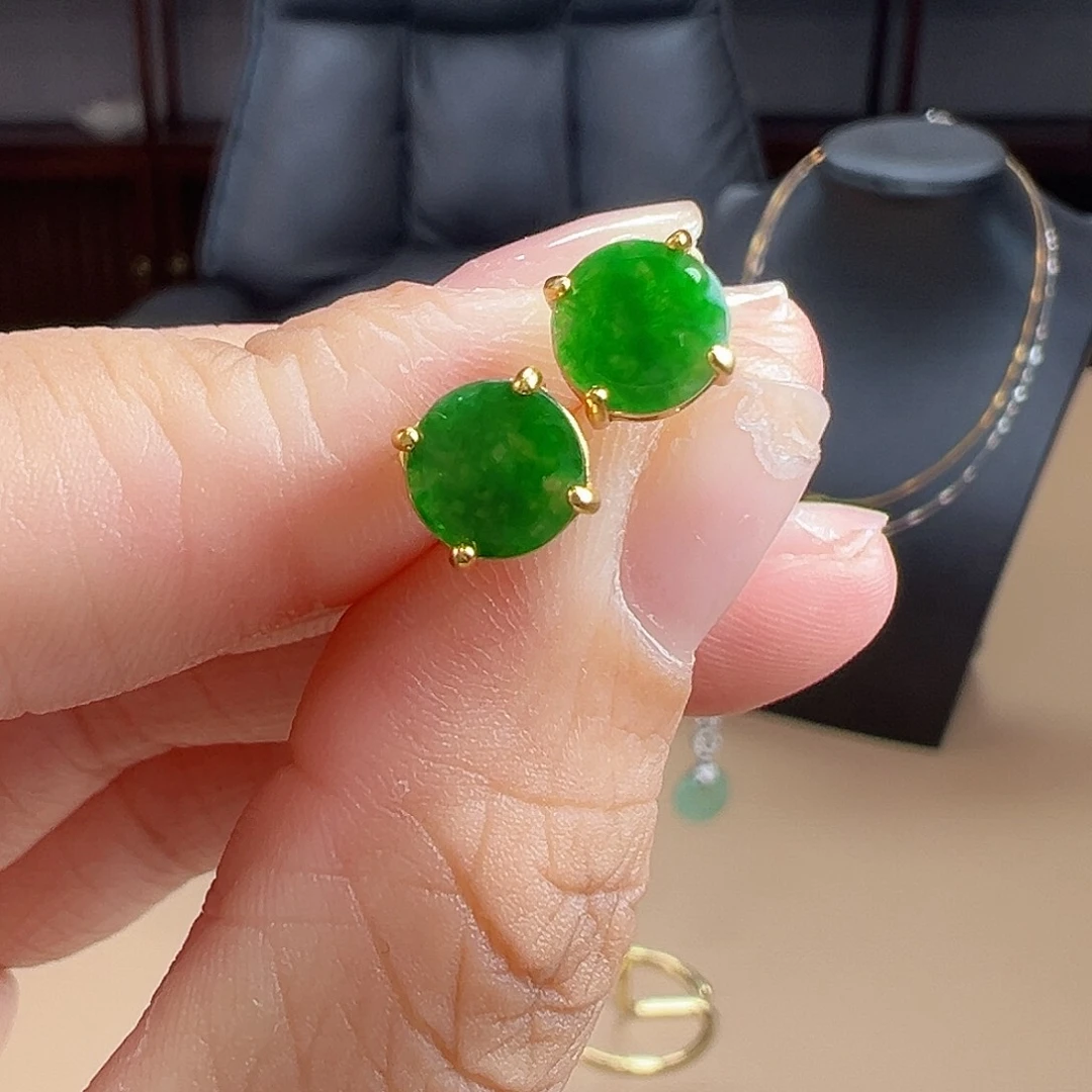 翡翠银S925镶嵌耳饰耳饰