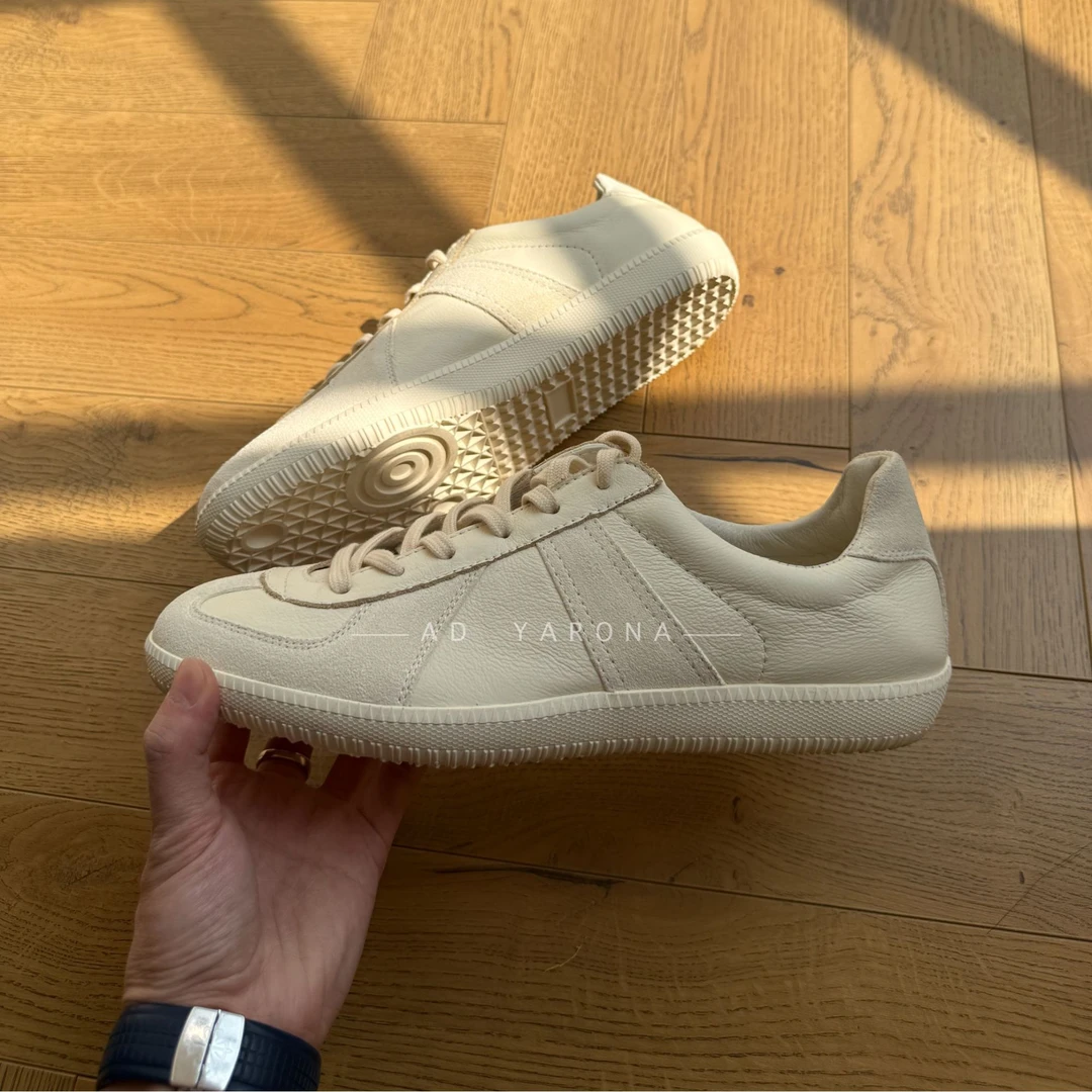 无品牌AD YARONA翩雅白 极简老钱真牛皮透气德训鞋运动鞋白色真皮