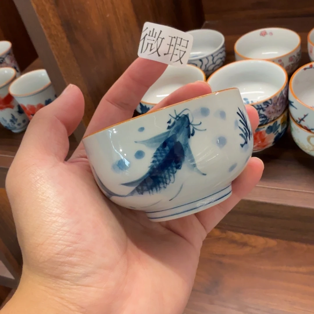 釉下手绘茶具微瑕