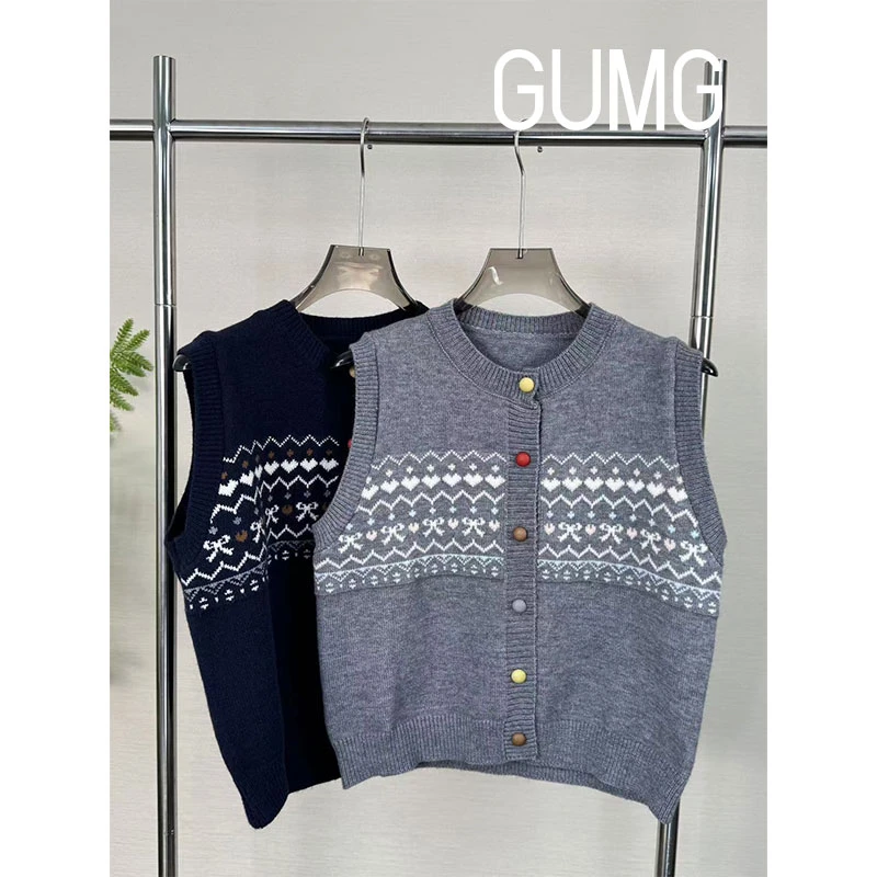 【女装优选】GUMG-复古爱心蝴蝶结针织马甲GM20375