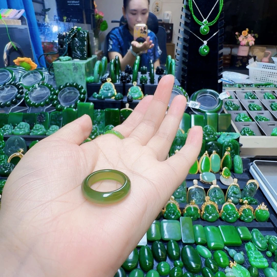 和田玉（碧玉）戒指未镶嵌ゞ*噵