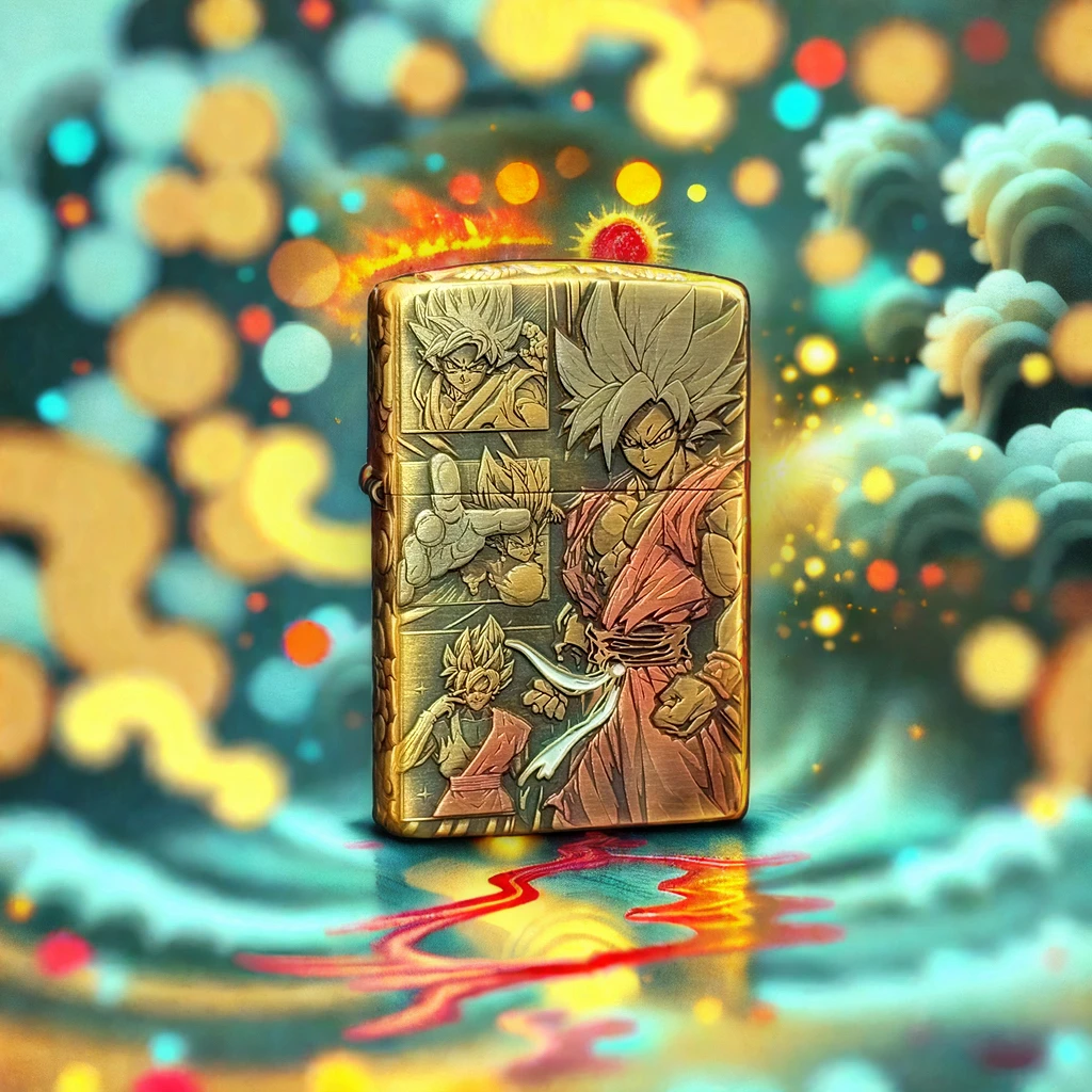 ZORRO二代黄铜盔甲七龙珠悟空五面环绕雕刻镶嵌珐琅填漆打火机