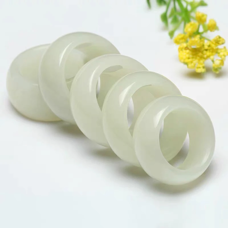 新疆和田玉戒指白玉指环男女款玉戒指子冰润情侣戒圈独龙玉手镯