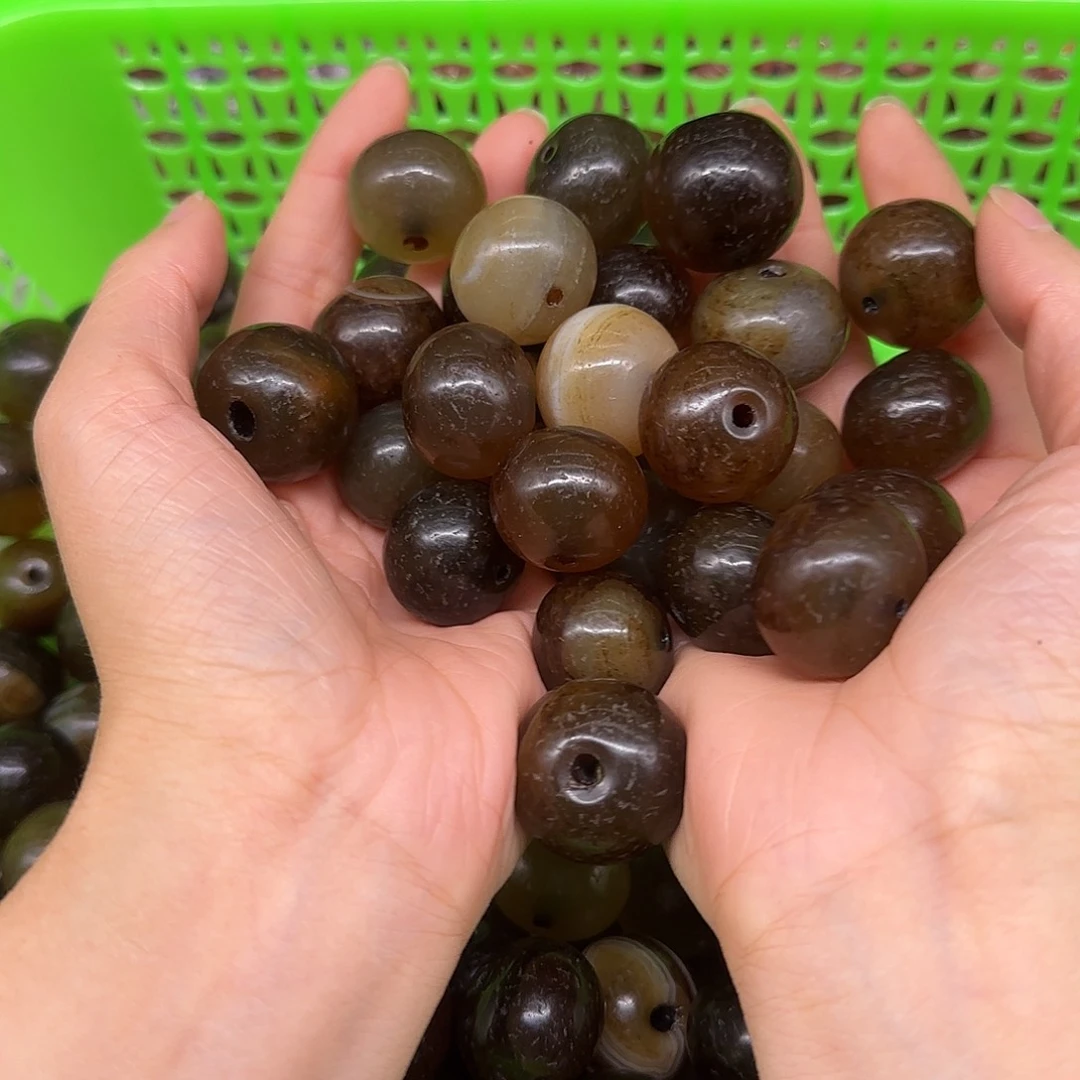 玛瑙/玉髓合金珠宝半成品老玛瑙约20mm一颗