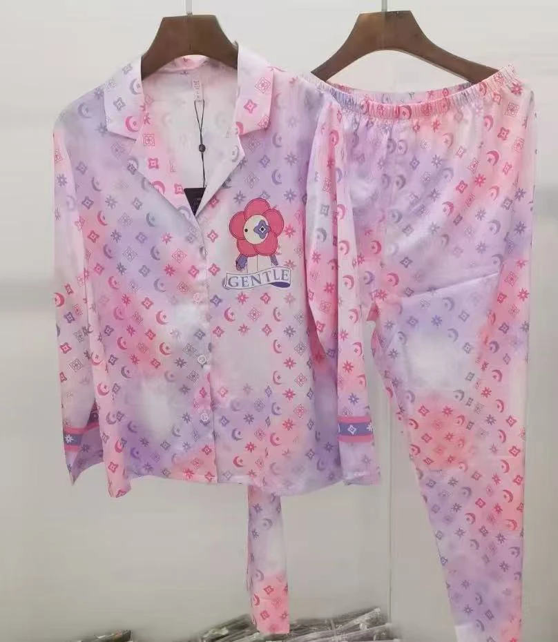 700/新款长袖长裤提花家居睡衣套装/欧盼全品