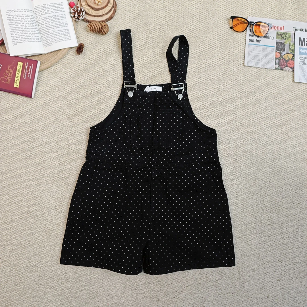 2025春季新款宽松波点时尚休闲背带短裤9568