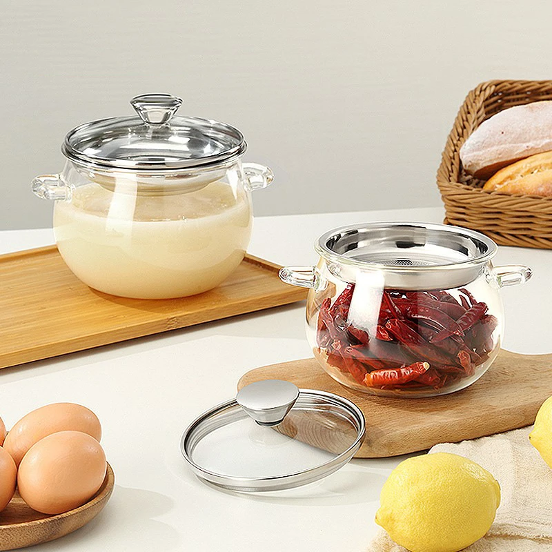 装猪油罐家用耐高温玻璃大容量带滤网辣椒罐荤油罐泡菜坛子腌菜罐