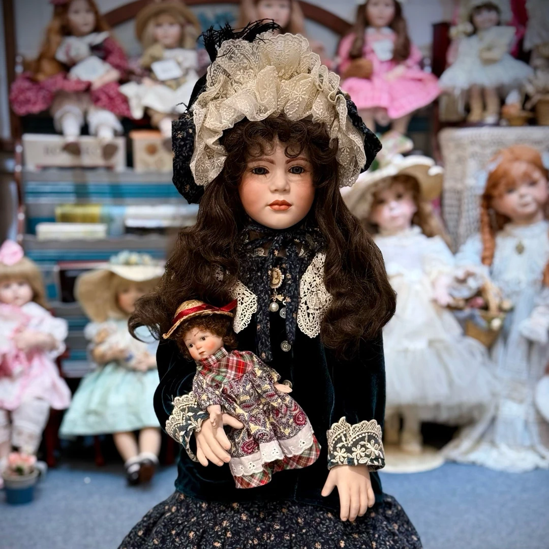 1987年国外艺术家手工制作 古董小斜眼娃娃 陶瓷娃娃75厘米孤品